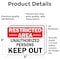 Signmission Restricted Area Unauthorized People Keep Out OSHA ANSI Sign, Vinyl Decal, 5in W x 3.5in L, 2PK OS-2PACK-MISC-D-35-L-19512 - alternate 5
